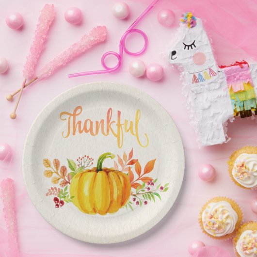 Erntedank"dankbare" Watercolors beide Größen Pappteller (Party)