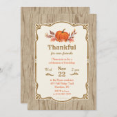 Erntedank Dankbarer Fall Pumpkin Einladung (Vorne/Hinten)