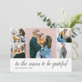 Erntedank Dankbarkeit Script Foto Collage Feiertagskarte (Stehend Vorderseite)