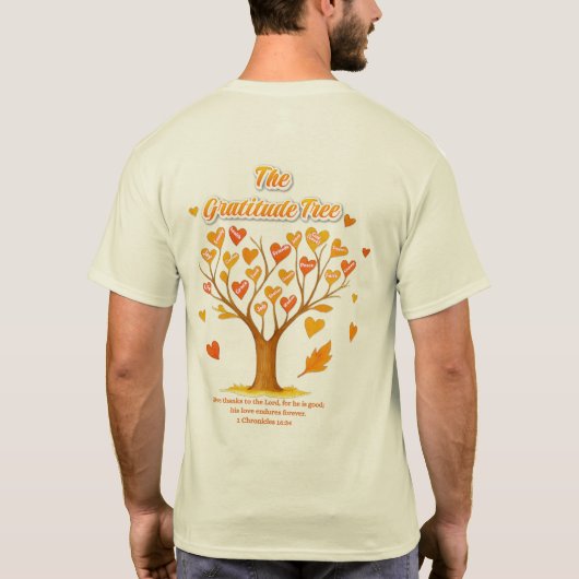 Erntedank Dankbarkeit Tree Basic-Shirt T-Shirt (Rückseite)