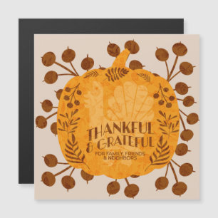 Erntedank Dankbarkeit Türkei Pumpkin Greenery Magnetkarte