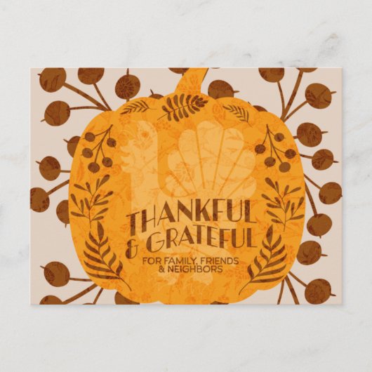 Erntedank Dankbarkeit Türkei Pumpkin Greenery Postkarte (Vorderseite)