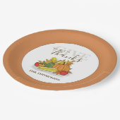 Erntedank Danke Greenery Pappteller (Schrägansicht)