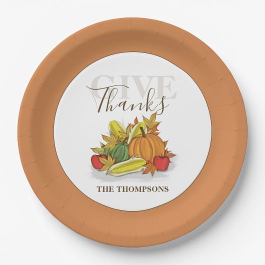 Erntedank Danke Greenery Pappteller (Vorderseite)