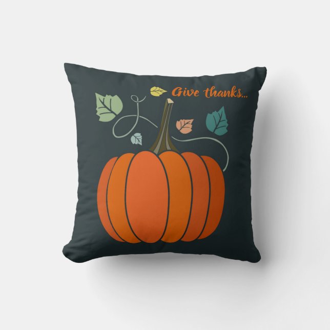 Erntedank Danke Pumpkin Pillow Kissen (Vorderseite)