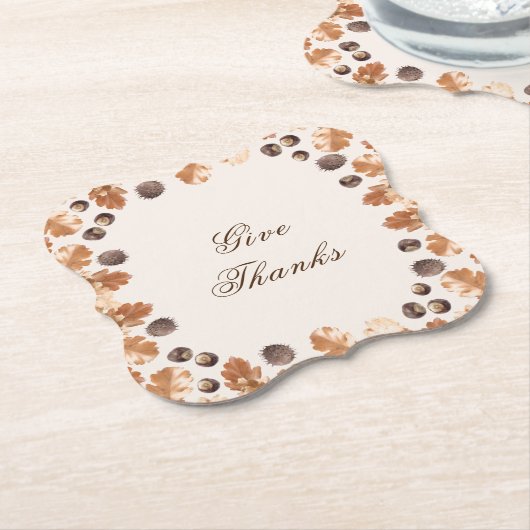 Erntedank danken Zitat Brown Blätter Conker Untersetzer (angewinkelt)