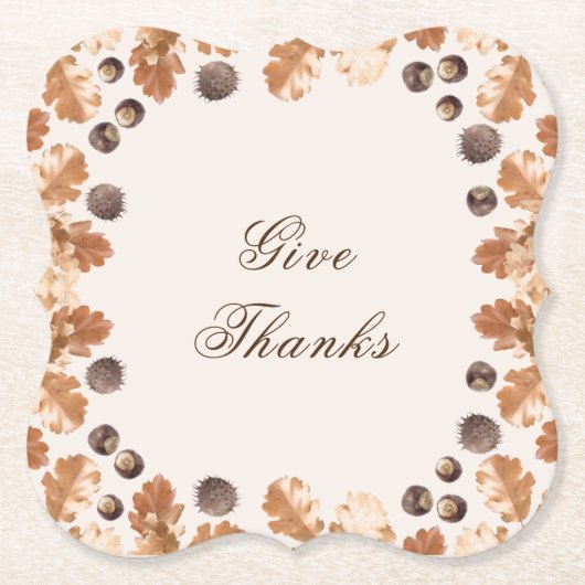 Erntedank danken Zitat Brown Blätter Conker Untersetzer (Vorderseite)