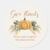 Erntedank Dankeschön an Orange Pumpkin Runder Aufkleber (Vorderseite)