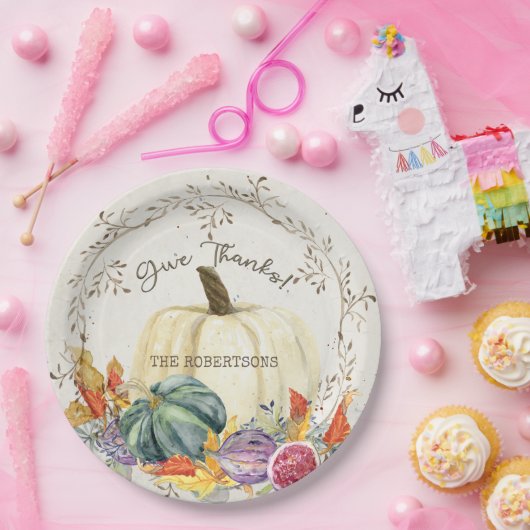 Erntedank Dankeschön Pumpkin Harvest Blätter Pappteller (Party)