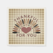 Erntedank DANKFUL FÜR SIE Rustikale Gingham Serviette (Vorderseite)