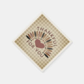 Erntedank DANKFUL FÜR SIE Rustikale Gingham Serviette (Ecke)