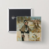 Erntedank Day Greetings mit einer Pilgerin Button (Vorne & Hinten)