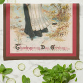 Erntedank Day Greetings mit einer Pilgerin Geschirrtuch (Gefaltet)