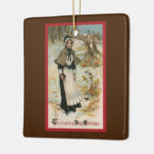 Erntedank Day Greetings mit einer Pilgerin Keramikornament (Links)