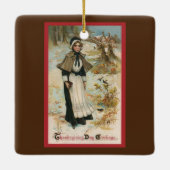 Erntedank Day Greetings mit einer Pilgerin Keramikornament (Rückseite)
