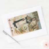 Erntedank Day Greetings mit einer Pilgerin Rechteckiger Aufkleber (Umschlag)