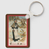 Erntedank Day Greetings mit einer Pilgerin Schlüsselanhänger (Rückseite)