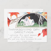 Erntedank Day Gruß Pink House Feiertagspostkarte (Vorne/Hinten)