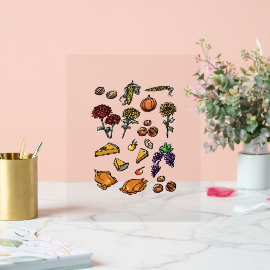 Erntedank Day Herbst Attribute Klassischer T - Shi Acrylschild (Hochzeit)