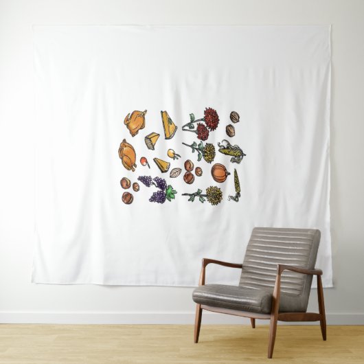 Erntedank Day Herbst Attribute Klassischer T - Shi Wandteppich (Beispiel (Horizontal))