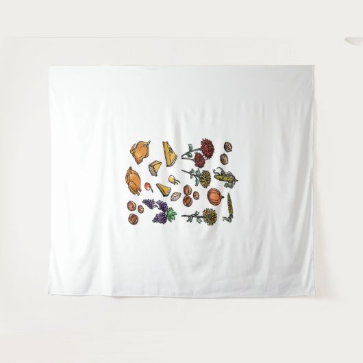 Erntedank Day Herbst Attribute Klassischer T - Shi Wandteppich (Vorderseite (Horizontal))