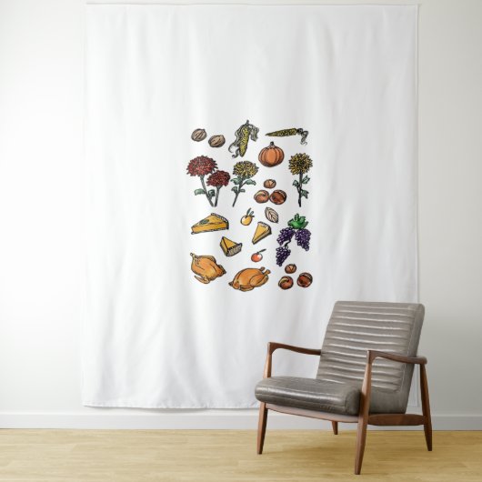 Erntedank Day Herbst Attribute Klassischer T - Shi Wandteppich (Beispiel)