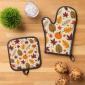 Erntedank Day Oven Mitt und Pot Holder Ofenhandschuh & Topflappen-Set (Oben Unten)