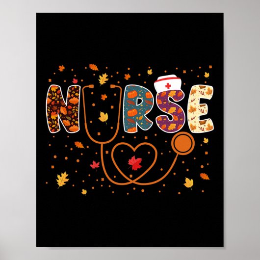 Erntedank Day Stethoscope Fall Nurse Co Poster (Vorne)