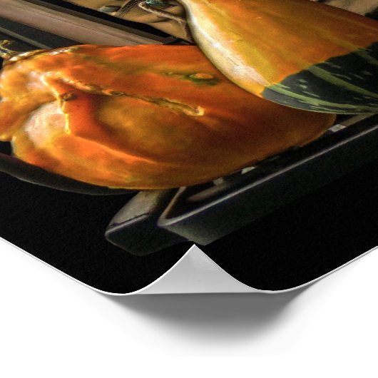 Erntedank Day Szene mit Bench und Fall Ernte Poster (Ecke)