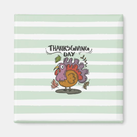 Erntedank Day Turkey Art - Klassischer Herbst Magnet (Vorne)