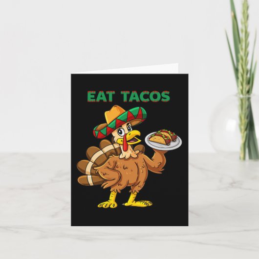 Erntedank Day Turkey Eat Tacos Mexican Sombrero Karte (Vorderseite)