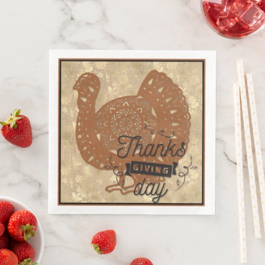 Erntedank Day Turkey Mandala Serviette (Beispiel)