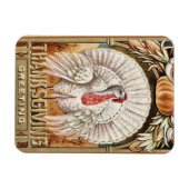 Erntedank Day White Turkey & Pumpkin Greetings Magnet (Horizontal)