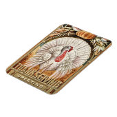 Erntedank Day White Turkey & Pumpkin Greetings Magnet (Linke Seite)