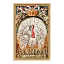 Erntedank Day White Turkey & Pumpkin Greetings
