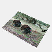 Erntedank Day Wild Trukeys auf einem offenen Feld Fußmatte (Schrägansicht)