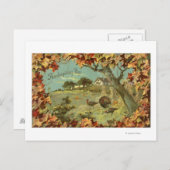 Erntedank DayFallen Blätter und Truthähne Feiertagspostkarte (Vorne/Hinten)