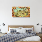 Erntedank DayFallen Blätter und Truthühner Leinwanddruck (Insitu (Schlafzimmer))