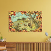 Erntedank DayFallen Blätter und Truthühner Leinwanddruck (Insitu (Wohnzimmer))