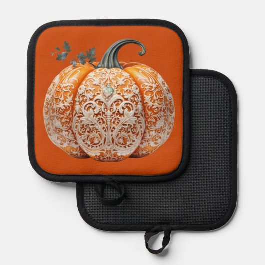 Erntedank Decorated Pumpkin Pot Holder Topflappen (Vorderseite/Rückseite)