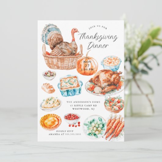 Erntedank Deluxe Dinner Einladung (Stehend Vorderseite)