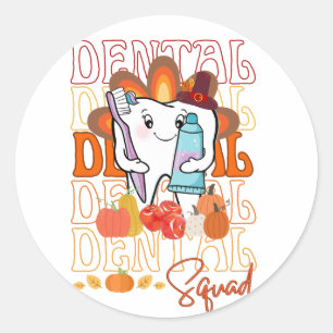 Erntedank Dental Squad festliches Dentalteam Runder Aufkleber