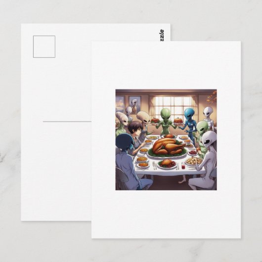 Erntedank der Außerirdischen Postkarte (Vorne/Hinten)