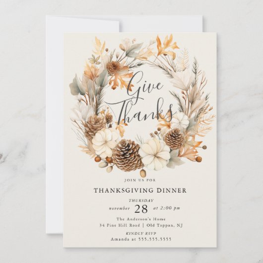 Erntedank der Dankbarkeit im Herbst Einladung (Vorderseite)