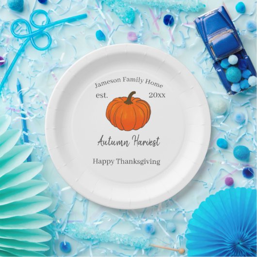 Erntedank der Familie Autumn Harvest Pumpkin Pappteller (Party)