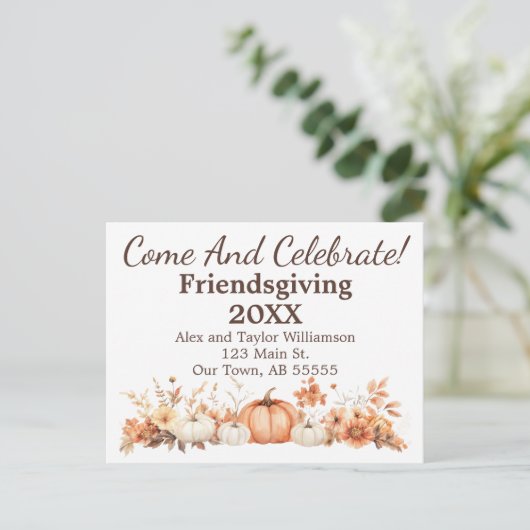 Erntedank der Freundschaften laden Postkarte ein (Stehend Vorderseite)