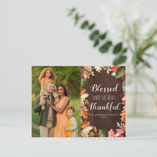 Erntedank der gesegneten Herbstlaub Postkarte (Stehend Vorderseite)