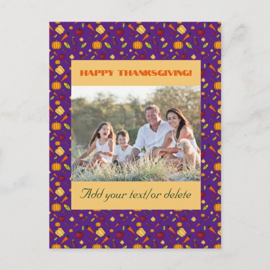 Erntedank der Kernernte wünscht lila Postkarte (Vorderseite)