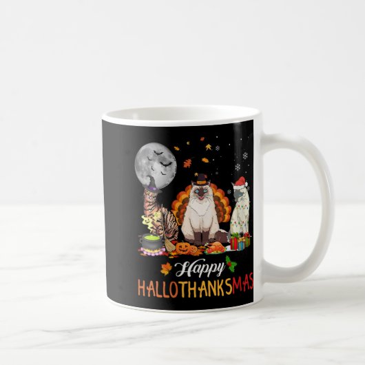 Erntedank der Niedlichen Katze zu Halloween-Herbst Kaffeetasse (Rechts)
