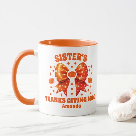Erntedank der personalisierten Schwester Tasse (Mit Donut)